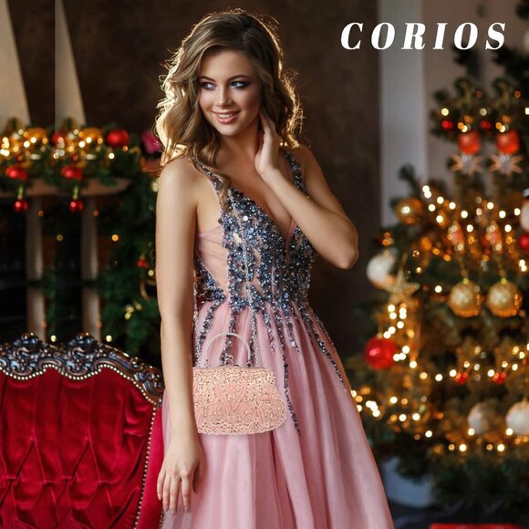 Evening Clutch Bag for Women Vintage Beaded Sequin Handbag Bridal Wedding Purse - Picture 2 of 8